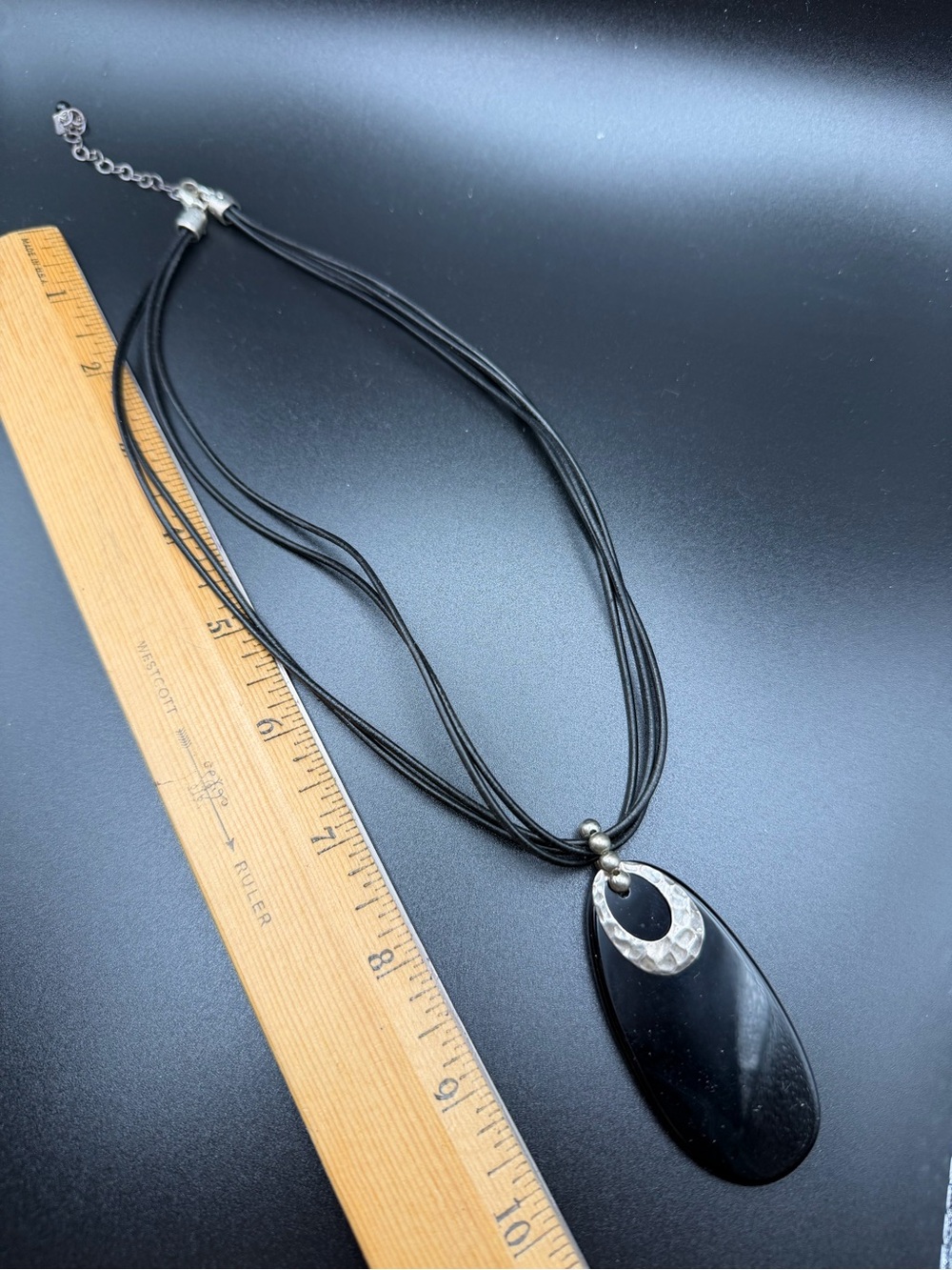 Silpada Retired Sterling Silver
Black Onyx Necklace w Hammered Detail.